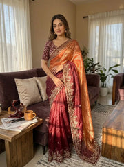 Beautiful Soft Fendy Sequence Embroidery Work Sarees