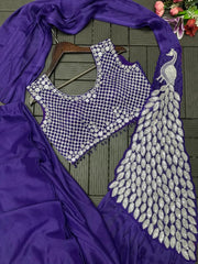 Trending Embroidery Sequence work Ready to Wear Saree Set with Embroidery Blouse