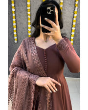 Premium Faux Georgette Gown With Embroidery Dupatta