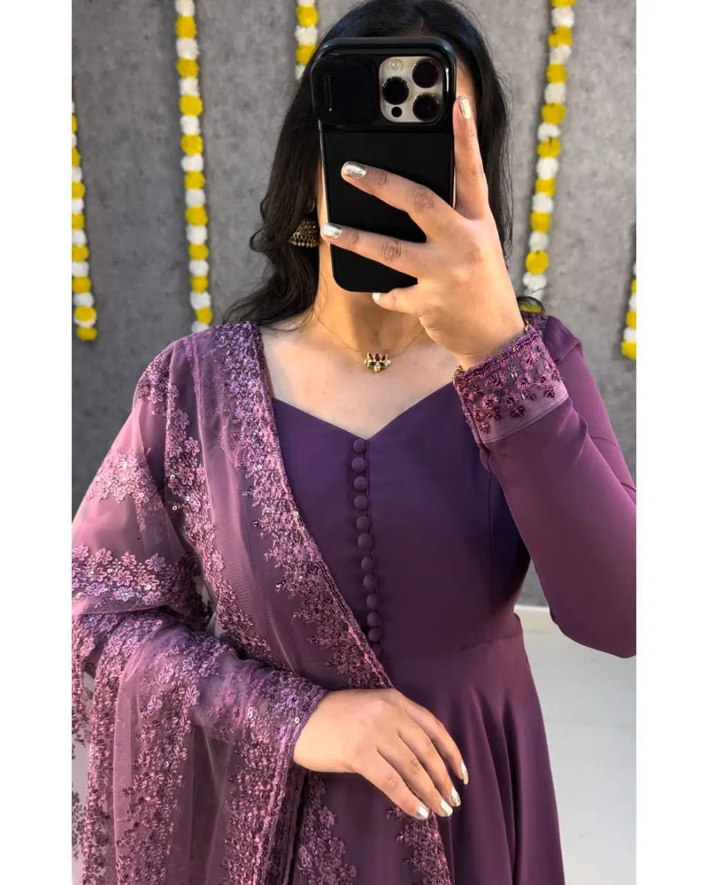 Premium Faux Georgette Gown With Embroidery Dupatta