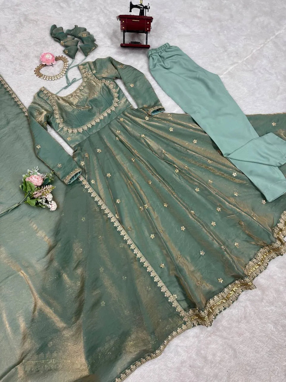 Fandy Silk Gown With Dupatta