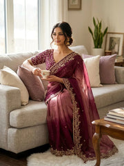 Beautiful Soft Fendy Sequence Embroidery Work Sarees