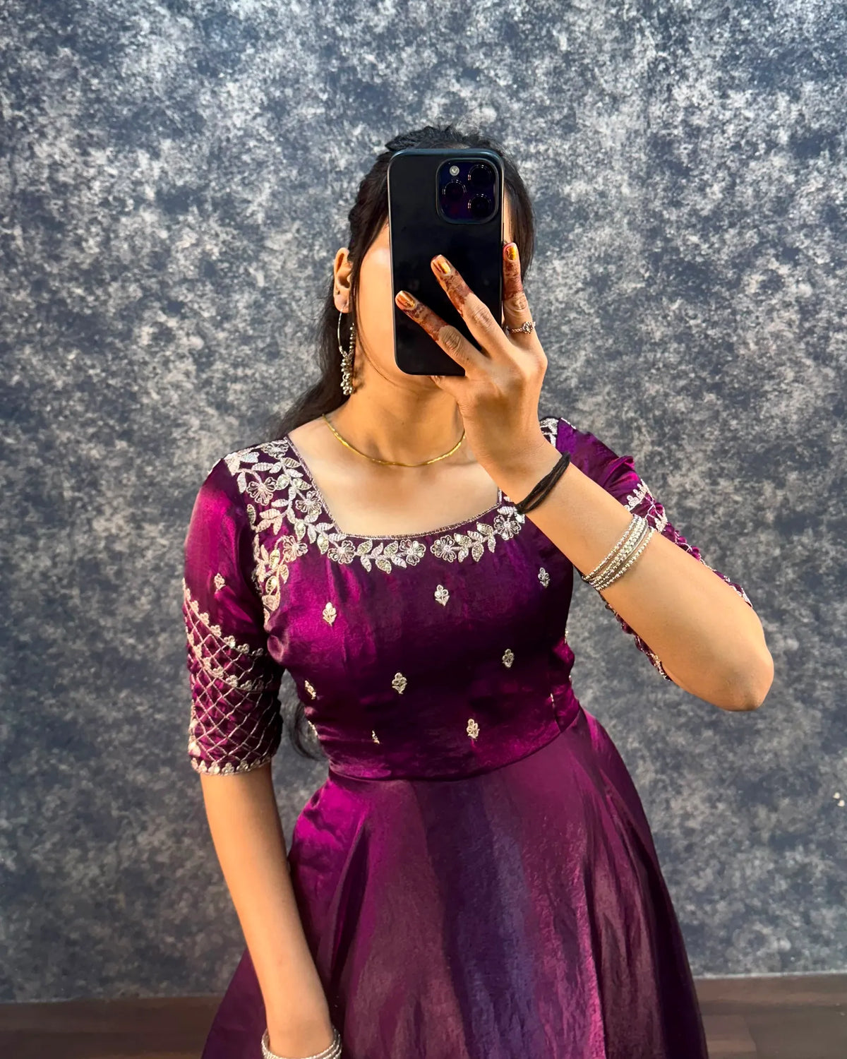 Luxurious Premium Fendy Satin Embroidery Work Gown With Dupatta