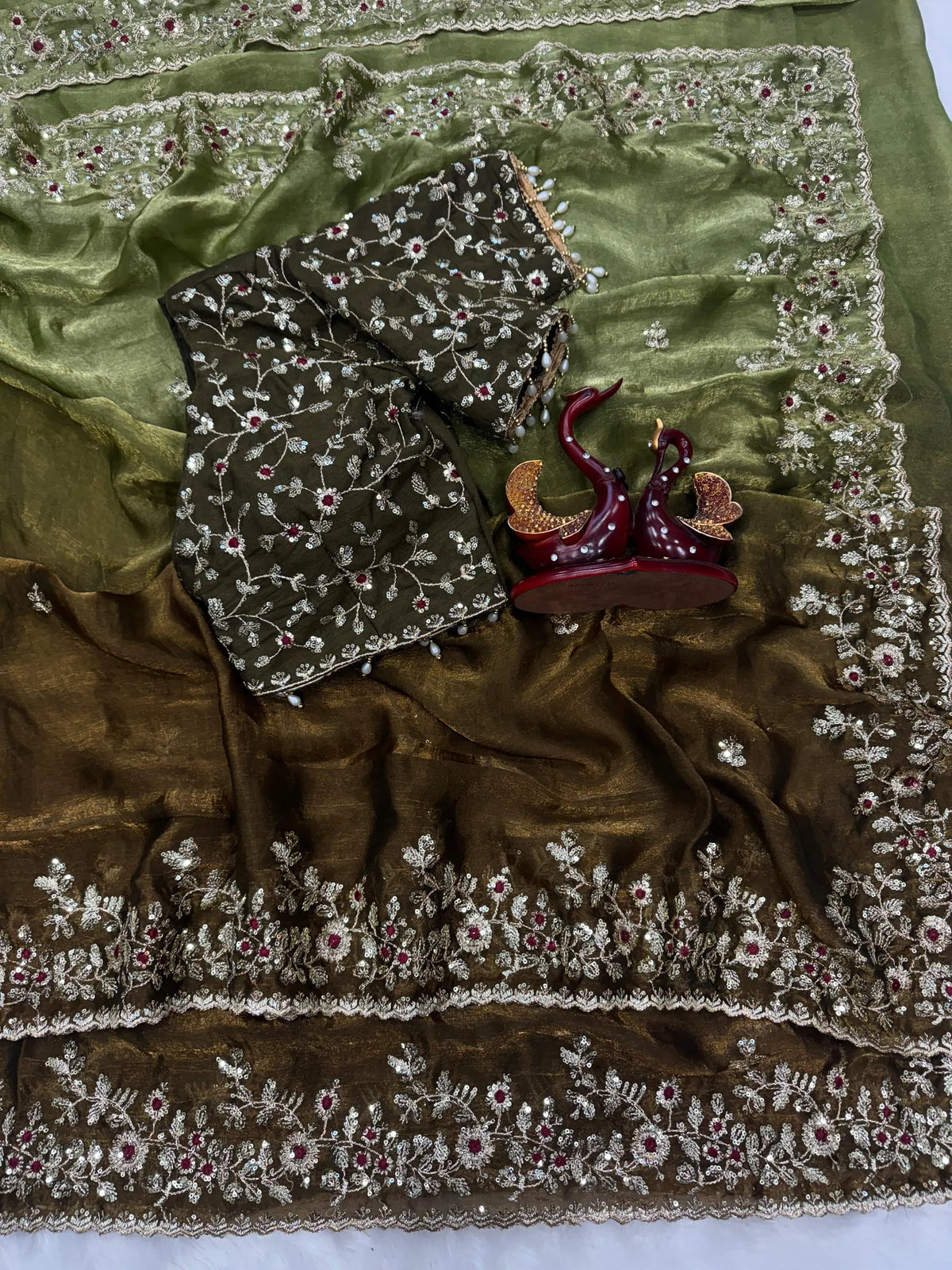 Beautiful Soft Fendy Sequence Embroidery Work Sarees