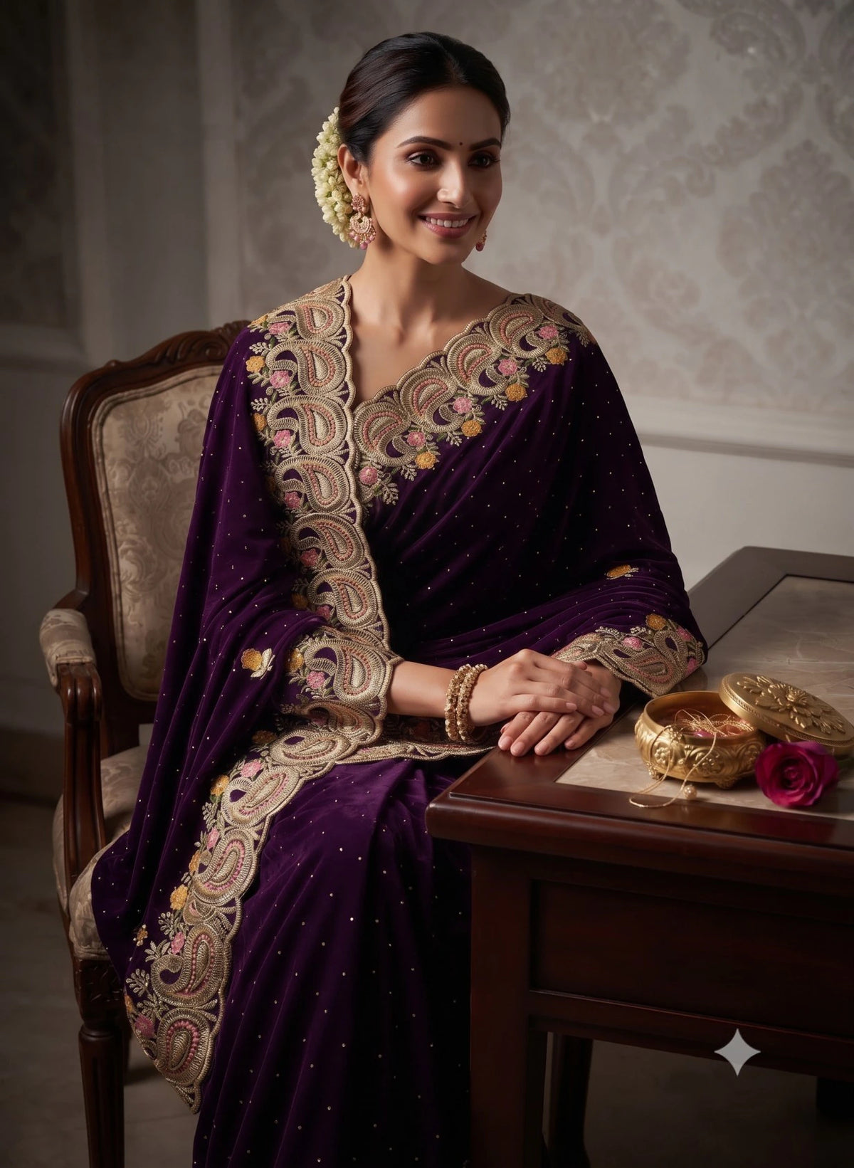 SPACE SILK EMBROIDERY WITH SEPARATE BLOUSE