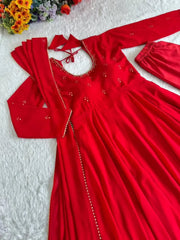 Premium Georgette Minnale Anarkali Set With Bottom & Dupatta