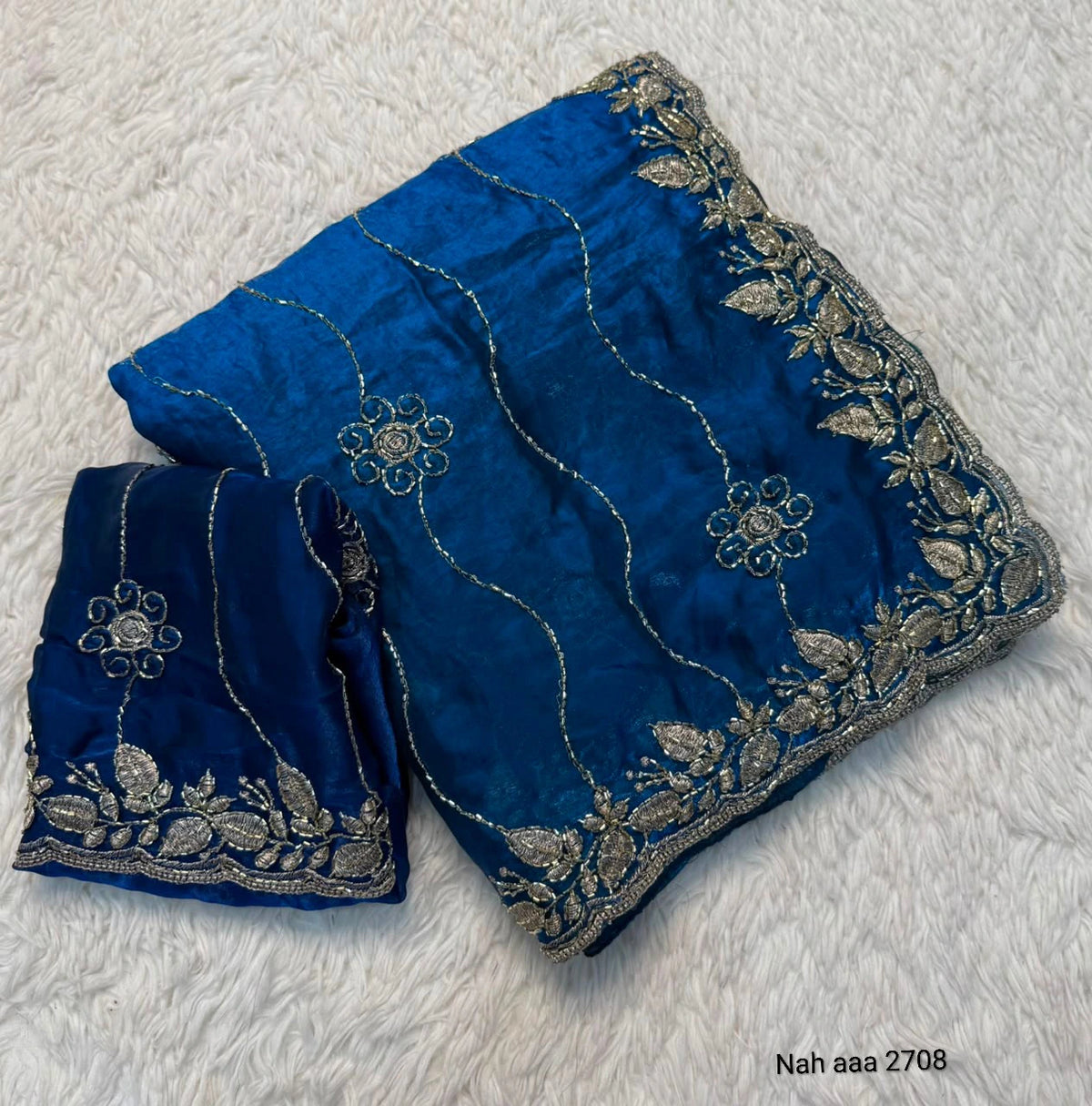 Fancy Space Silk Saree with Sequin Embroidery & C Pallu