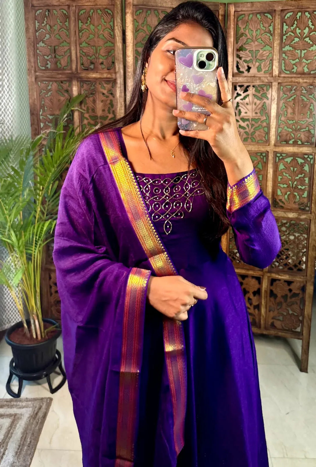 Kadhalar Dhinam Roja Outfit Recreation Hand Work Gown with Duppata