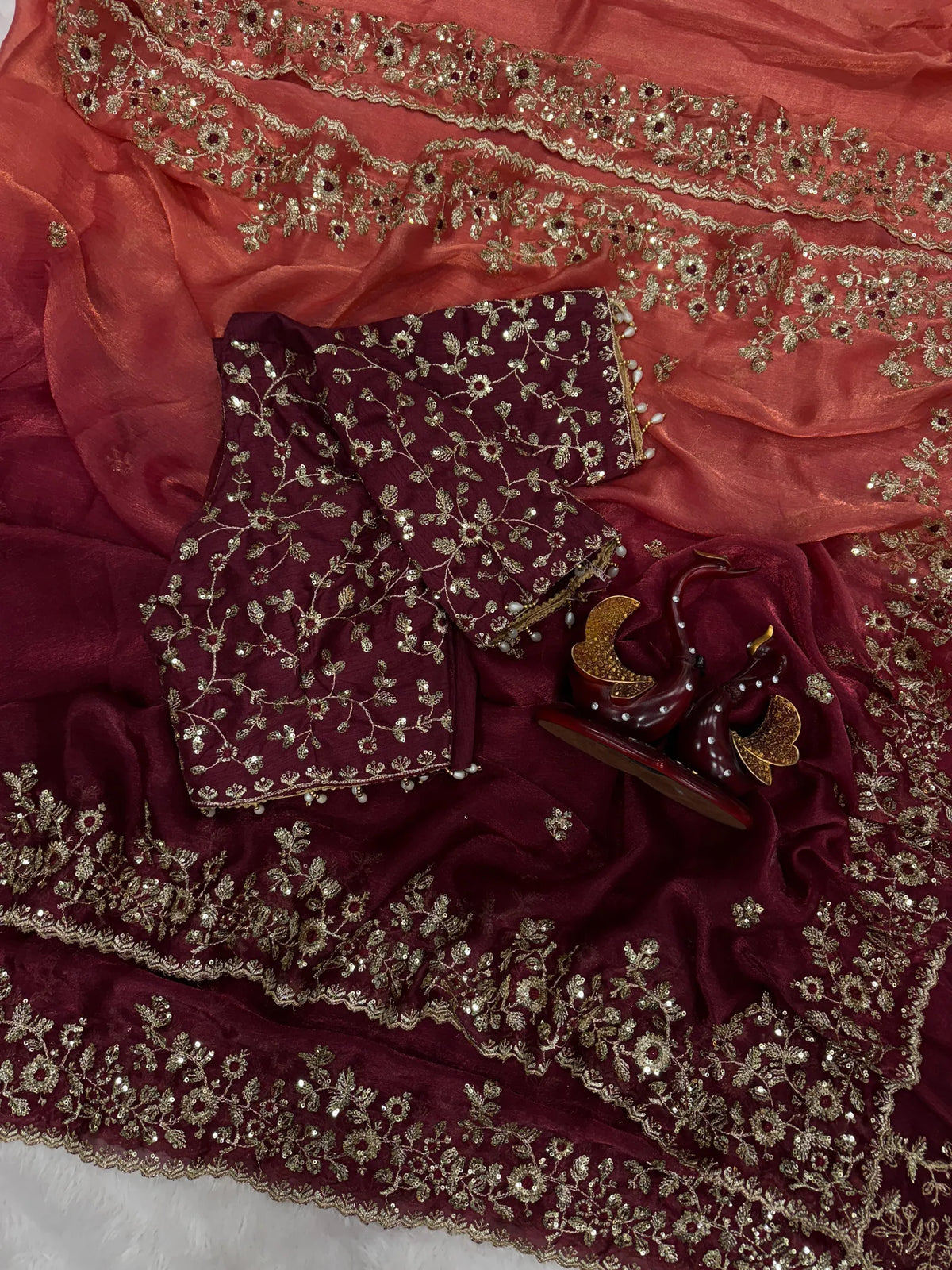 Beautiful Soft Fendy Sequence Embroidery Work Sarees