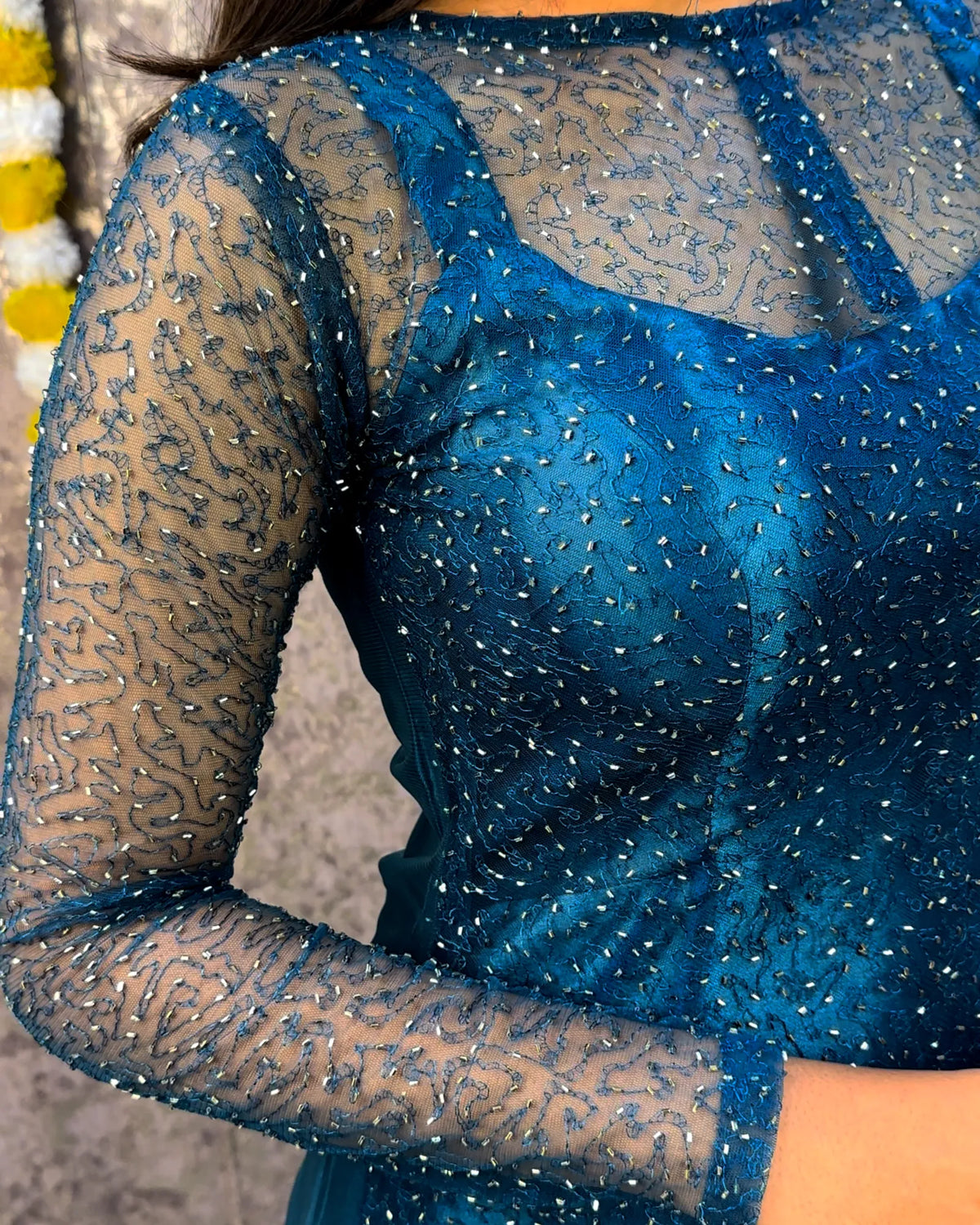 Insta Viral Galaxy 2-Piece Set With Shining inner Gown with a beautifully beaded outer coat