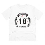 Men's PC Cotton 18th Anniversary Printed T Shirt (Color: White, Thread Count: 180GSM)