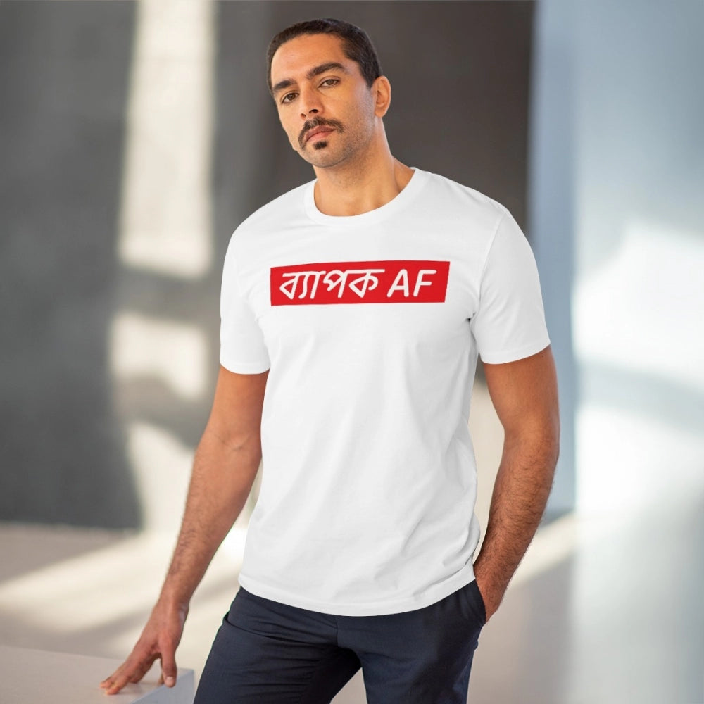 Men's PC Cotton Bengali Designs Printed T Shirt (Color: White, Thread Count: 180GSM)