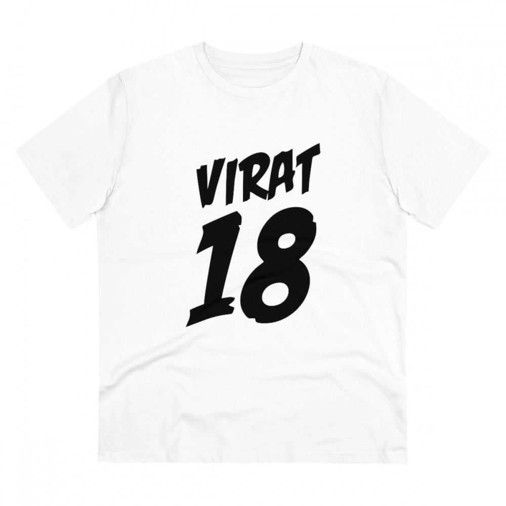 Men's PC Cotton Cricket Design Printed T Shirt (Color: White, Thread Count: 180GSM)