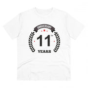 Men's PC Cotton 11th Anniversary Printed T Shirt (Color: White, Thread Count: 180GSM)