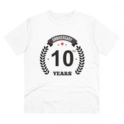 Men's PC Cotton 10th Anniversary Printed T Shirt (Color: White, Thread Count: 180GSM)