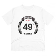 Men's PC Cotton 49th Anniversary Printed T Shirt (Color: White, Thread Count: 180GSM)