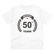 Men's PC Cotton 50th Anniversary Printed T Shirt (Color: White, Thread Count: 180GSM)