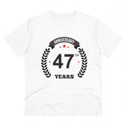Men's PC Cotton 47th Anniversary Printed T Shirt (Color: White, Thread Count: 180GSM)