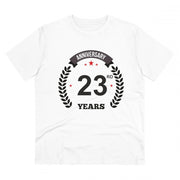 Men's PC Cotton 23rd Anniversary Printed T Shirt (Color: White, Thread Count: 180GSM)