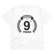 Men's PC Cotton 9th Anniversary Printed T Shirt (Color: White, Thread Count: 180GSM)