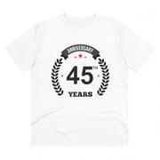 Men's PC Cotton 45th Anniversary Printed T Shirt (Color: White, Thread Count: 180GSM)