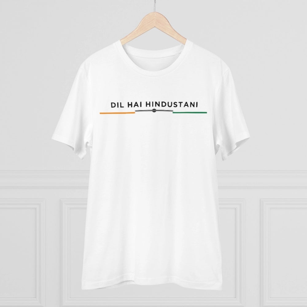 Men's PC Cotton Dil Se Hindustani Printed T Shirt (Color: White, Thread Count: 180GSM)