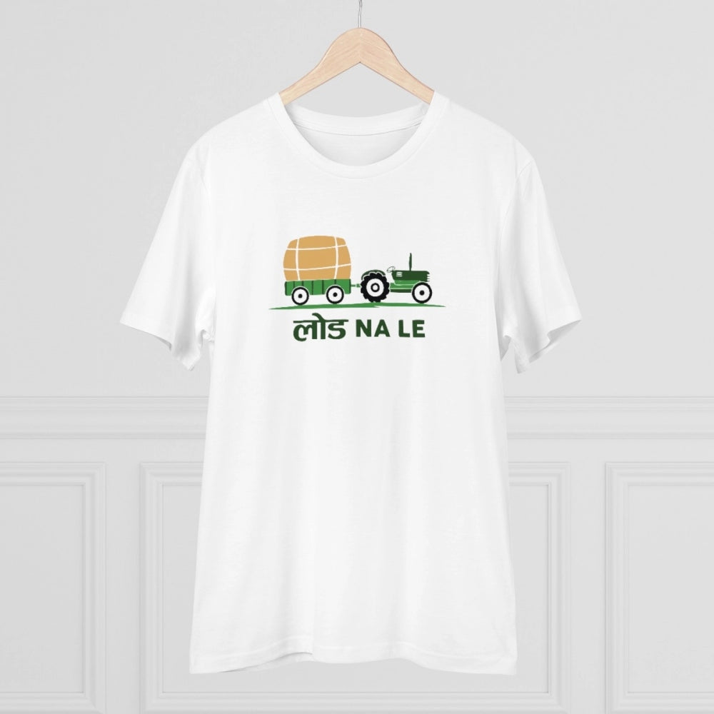 Men's PC Cotton Load Na Lee Printed T Shirt (Color: White, Thread Count: 180GSM)