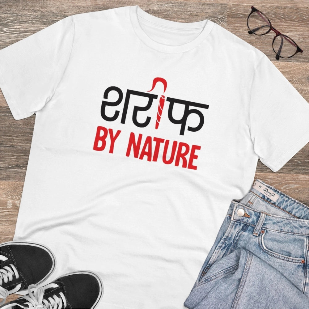 Men's PC Cotton Sarif By Nature Printed T Shirt (Color: White, Thread Count: 180GSM)