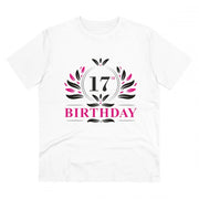 Men's PC Cotton 17th Birthday Printed T Shirt (Color: White, Thread Count: 180GSM)