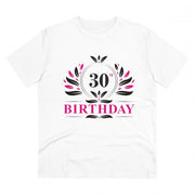 Men's PC Cotton 30th Birthday Printed T Shirt (Color: White, Thread Count: 180GSM)