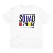 Men's PC Cotton Squed Ki Syneagy Printed T Shirt (Color: White, Thread Count: 180GSM)