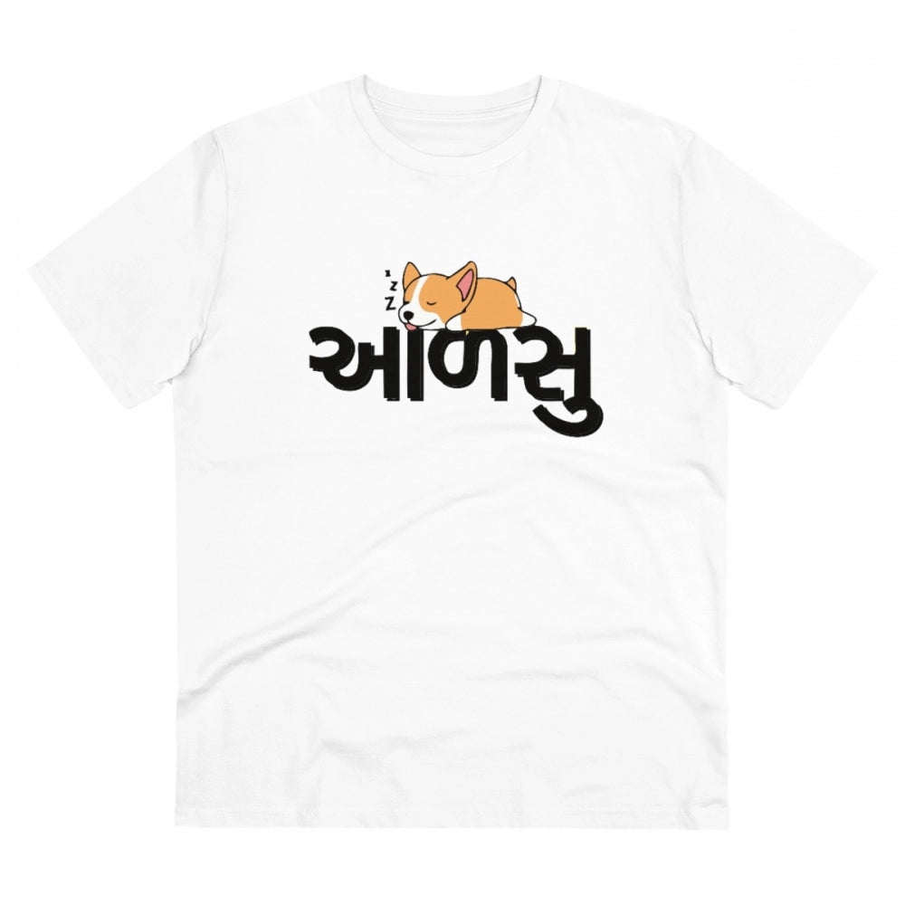 Men's PC Cotton Aadsu Printed T Shirt (Color: White, Thread Count: 180GSM)