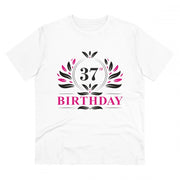 Men's PC Cotton 37th Birthday Printed T Shirt (Color: White, Thread Count: 180GSM)