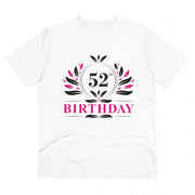 Men's PC Cotton 52nd Birthday Printed T Shirt (Color: White, Thread Count: 180GSM)