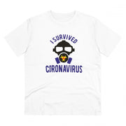 Men's PC Cotton I Survived Coronavirus Printed T Shirt (Color: White, Thread Count: 180GSM)