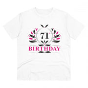 Men's PC Cotton 71st Birthday Printed T Shirt (Color: White, Thread Count: 180GSM)