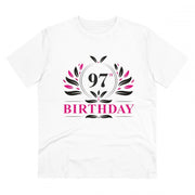 Men's PC Cotton 97th Birthday Printed T Shirt (Color: White, Thread Count: 180GSM)