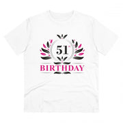Men's PC Cotton 51st Birthday Printed T Shirt (Color: White, Thread Count: 180GSM)