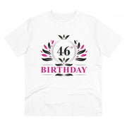 Men's PC Cotton 46th Birthday Printed T Shirt (Color: White, Thread Count: 180GSM)