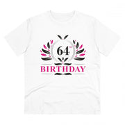 Men's PC Cotton 64th Birthday Printed T Shirt (Color: White, Thread Count: 180GSM)