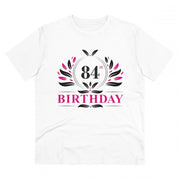 Men's PC Cotton 84th Birthday Printed T Shirt (Color: White, Thread Count: 180GSM)