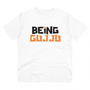 Men's PC Cotton Being Gujju Printed T Shirt (Color: White, Thread Count: 180GSM)