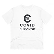Men's PC Cotton Covid 19 Survivor Printed T Shirt (Color: White, Thread Count: 180GSM)