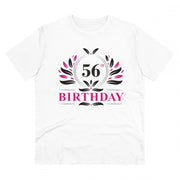 Men's PC Cotton 56th Birthday Printed T Shirt (Color: White, Thread Count: 180GSM)