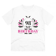 Men's PC Cotton 98th Birthday Printed T Shirt (Color: White, Thread Count: 180GSM)