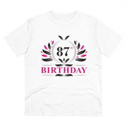 Men's PC Cotton 87th Birthday Printed T Shirt (Color: White, Thread Count: 180GSM)