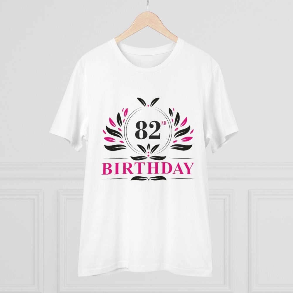 Men's PC Cotton 82nd Birthday Printed T Shirt (Color: White, Thread Count: 180GSM)