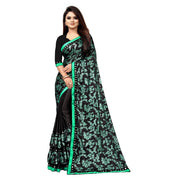 Women's Lycra Blend Saree with Blouse (Green, 5-6 Mtrs)
