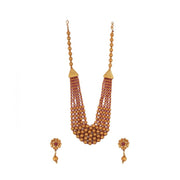 Women's Ethnic Five Layer Brass Mala With Crystal For Women And Girls (Red, Free Size)