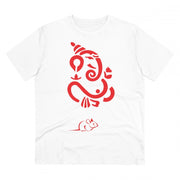Men's PC Cotton Ganesh Printed T Shirt (Color: White, Thread Count: 180GSM)
